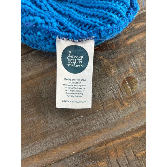 Love Your Melon Oversize Slouch Cuffed Beanie Chunky Knit Hat Blue USA - Picture 4 of 7